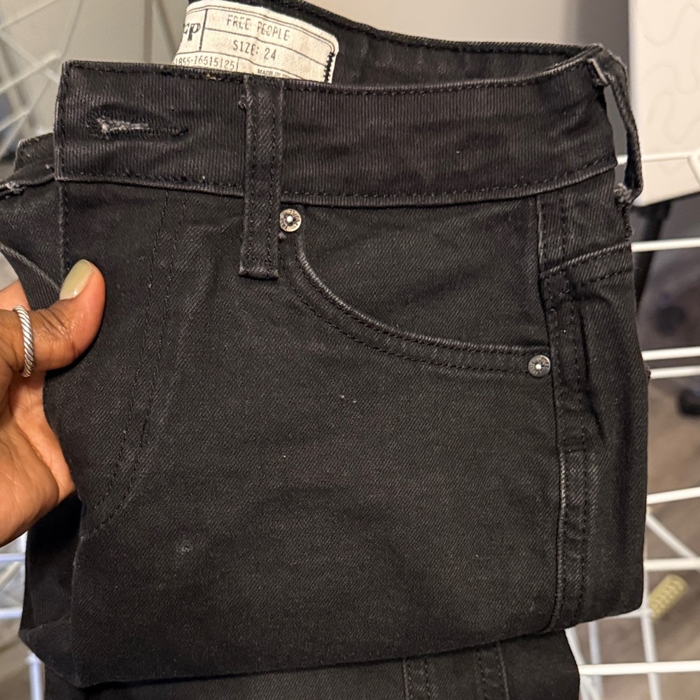 Free People Black Women Cropped Jeans